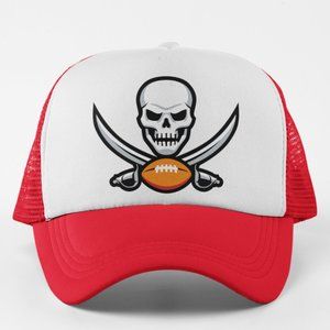 NEW Tampa Bay Buccaneers Skull Logo Foam Trucker Mesh Snapback Hat 2TONE: RED